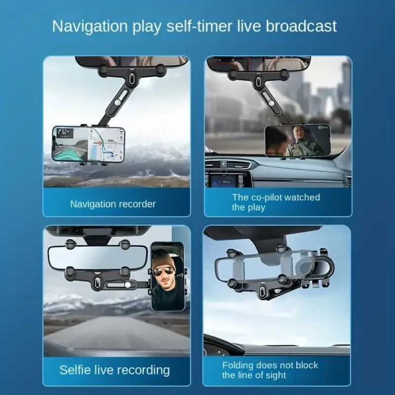 360° Car Rearview Mirror Phone Holder